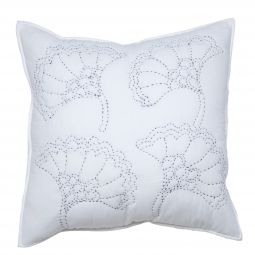 Fan Motif Quilted Pillow Cover - White/Black